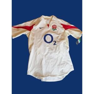 NWT ENGLAND RUGBY SHIRT L WHITE HOME KIT 2005 2006 2007 NIKE JERSEY PLAYER ISSUE